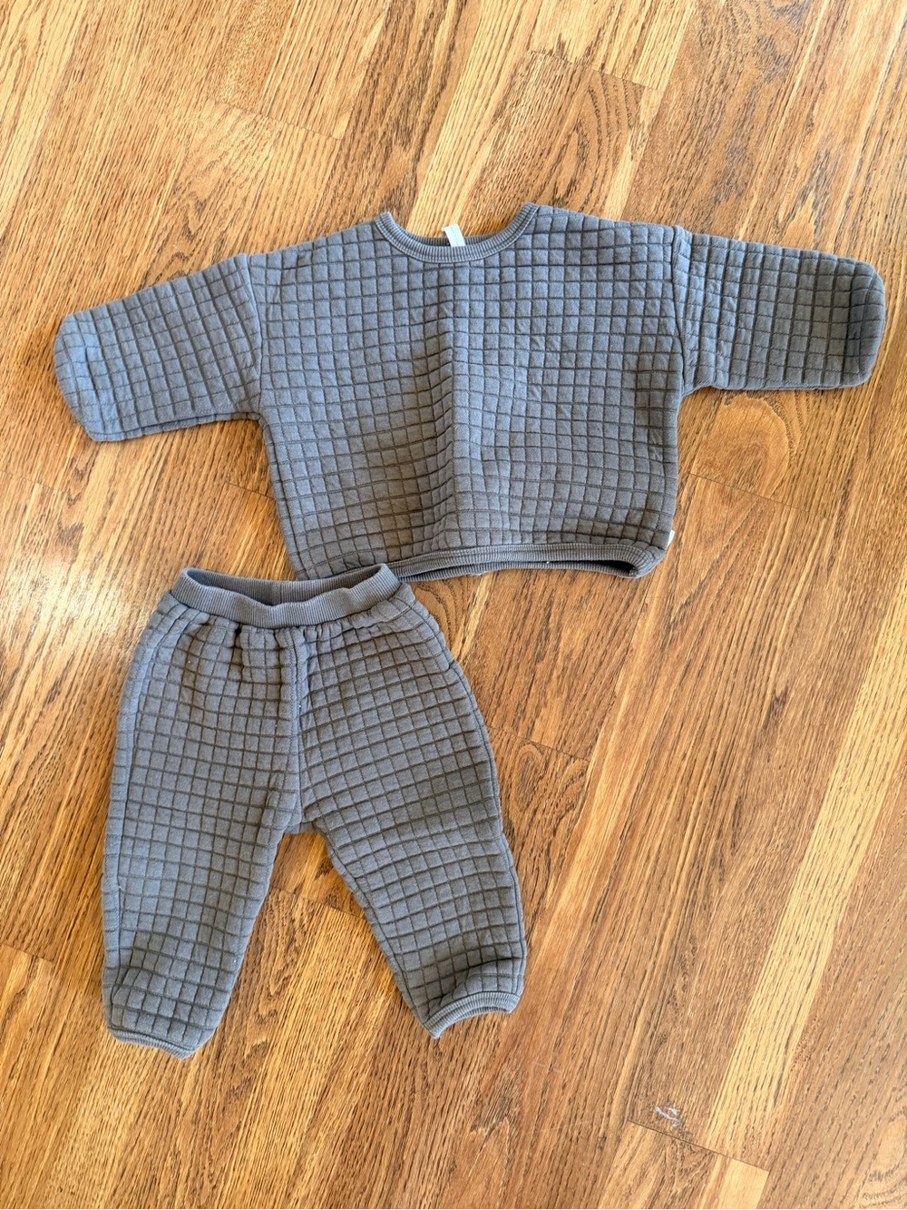 Quincy Mae Gray Quilted Kids Matching Set
